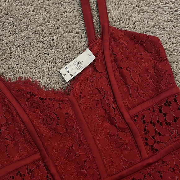 Dark red/maroon Sexy Lace Dress - Picture 2 of 4